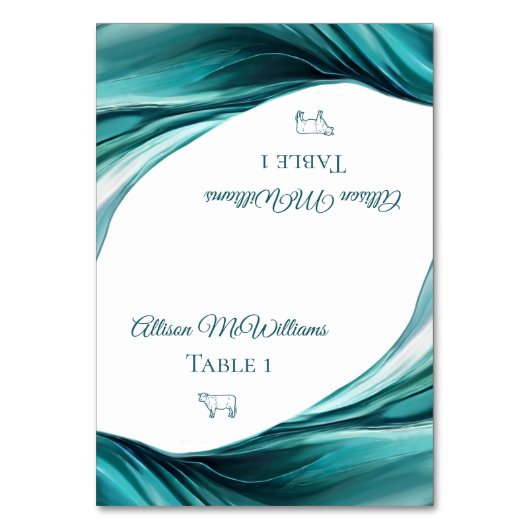 座席表結婚 – 肉アイコン – エメラルドグリーン – テーブルナンバー (正面)