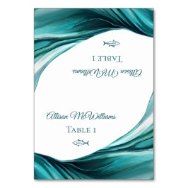 座席表結婚 – 魚のアイコン – エメラルドグリーン –  テーブルナンバー