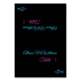 座席表結婚 – 魚のアイコン – 青とピンク – テーブルナンバー