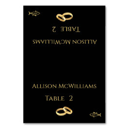 座席表結婚 – 魚のアイコン – 黒と白 –  テーブルナンバー