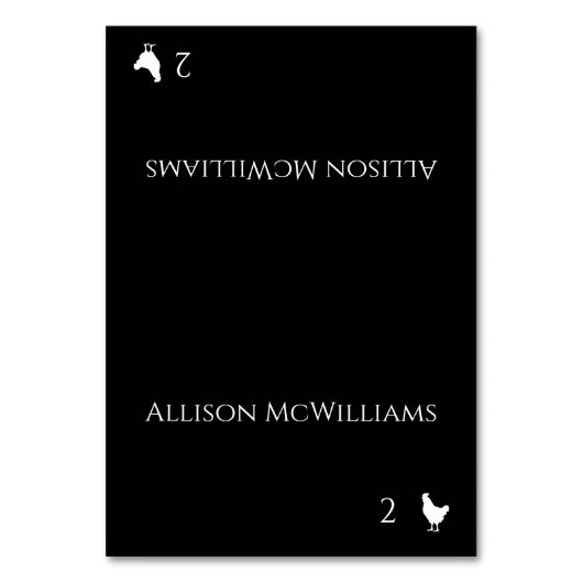 座席表結婚 – 鶏のアイコン – 白黒 –  テーブルナンバー (正面)