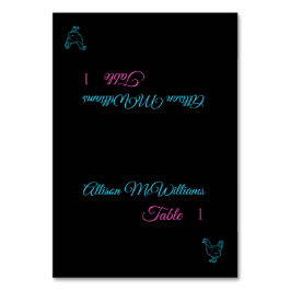 座席表結婚 – 鶏肉のアイコン – 青とピンク – テーブルナンバー