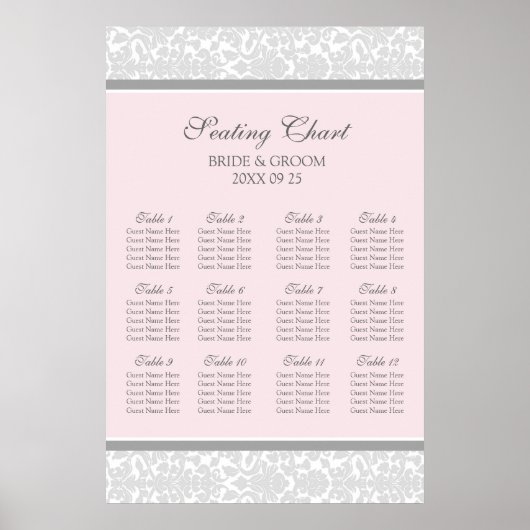 座席表12表ピンクグレーダマスク ポスター (正面)