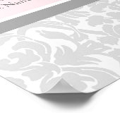 座席表12表96人のゲストPink Gray Damask ポスター (角)