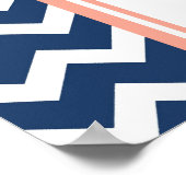 座席表8表コーラルブルーシェブロン ポスター (角)