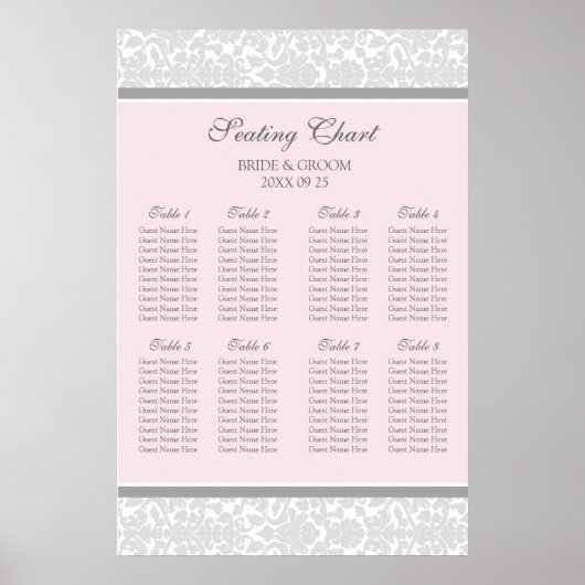 座席表8表ピンクグレーダマスク ポスター (正面)