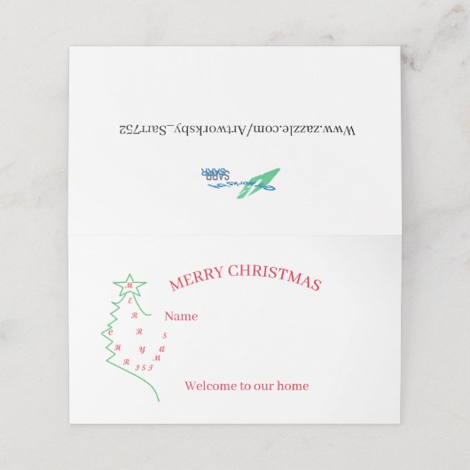 座席表：ようこそ私たちの家へ – メリークリスマス プレイスカード (外部開封)