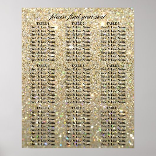 座席表 - ゴールド グリッター ファブ ポスター (正面)