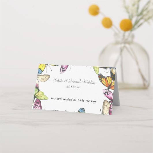 座席表-シンプルバタフライデザイン プレイスカード (正面)