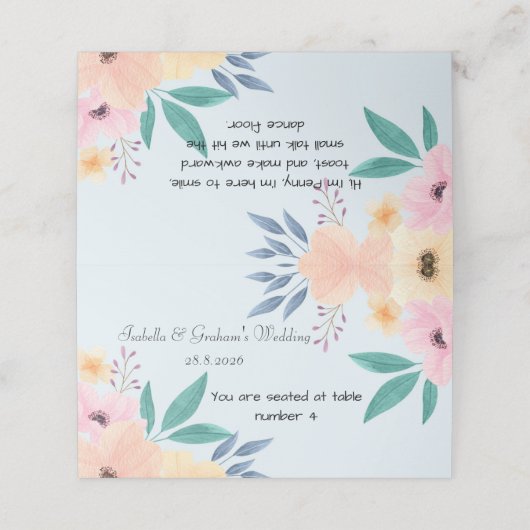 座席表-シンプル花デザイン プレイスカード (外部開封)