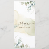 座席表/メニュー、エレガント緑、水彩 メニュー (裏面)