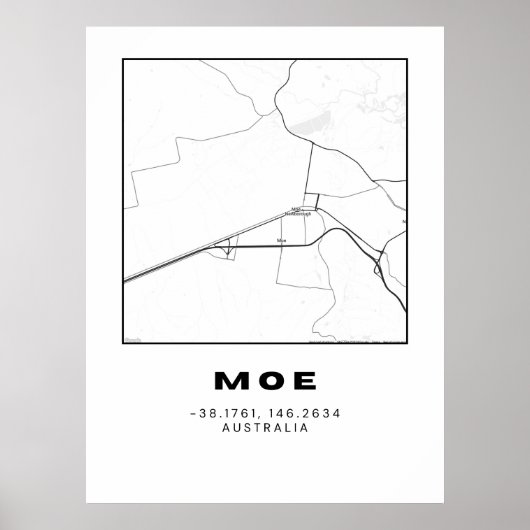 座標を使用したミニマリストの移動マップ ポスター (正面)