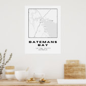 座標を使用したミニマリストBatemanベイマップ | ブラ ポスター (キッチン)
