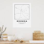 座標を持つミニマリストEchucaマップ | 黒と ポスター (キッチン)