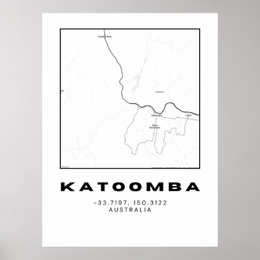座標を持つミニマルなKatoombaマップ | ポスター (正面)