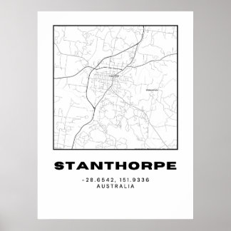 座標を持つ最小主義スタンソールマップ ポスター