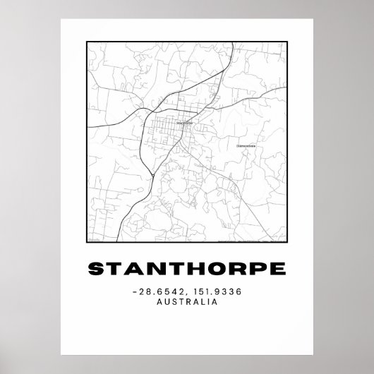 座標を持つ最小主義スタンソールマップ ポスター (正面)