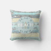 座標パーソナライズされたビーチ流木 クッション (正面)
