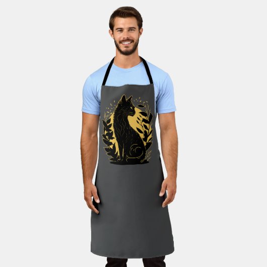 座猫 エプロン (着用した状態)