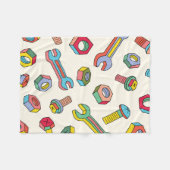 座金とねじのシームレスなパターン フリースブランケット (正面(横))