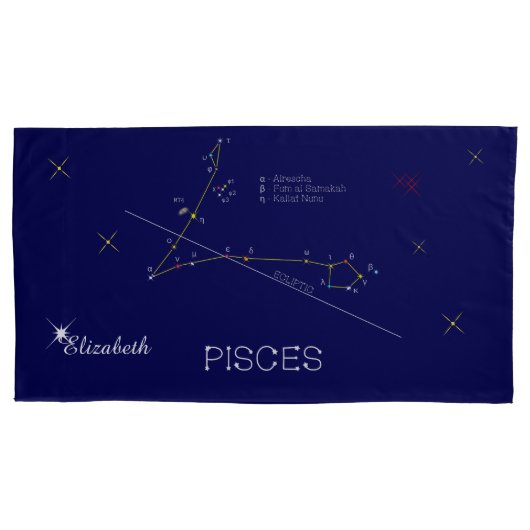 座PISCES、輝ユニークかしい 枕カバー (正面)