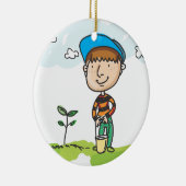 庭いじりをしている男の子植林 セラミックオーナメント (右)