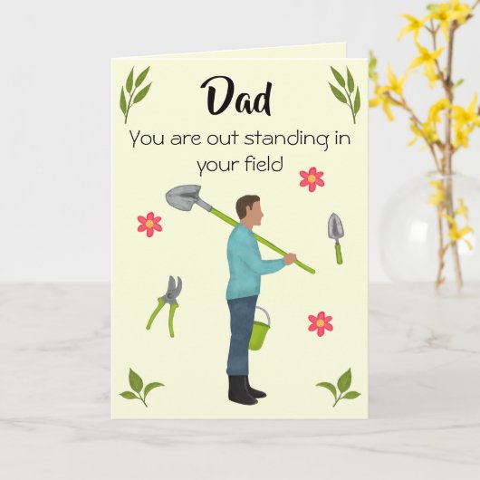 庭おもしろい園父の日札 カード (黄色い花)