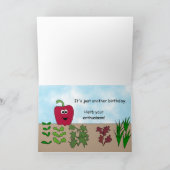 庭おもしろい野菜誕生日プリンビーガン カード (内部)