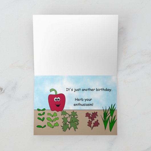 庭おもしろい野菜誕生日プリンビーガン カード (内部)