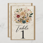 庭お洒落押し花テーブル番号 招待状 (正面/裏面)