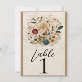 庭お洒落押し花テーブル番号 招待状