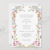 庭お洒落野花結婚のQRコード 招待状 (正面)