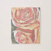 庭からの茶バラ ジグソーパズル (縦)