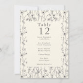 庭かわいらし野花テーブル番号座席表 招待状 (正面)