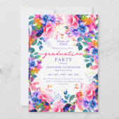 庭かわいらし鮮やかフローラ卒業パーティー 招待状 (正面)