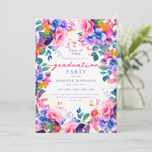 庭かわいらし鮮やかフローラ卒業パーティー 招待状 (スタンド正面)