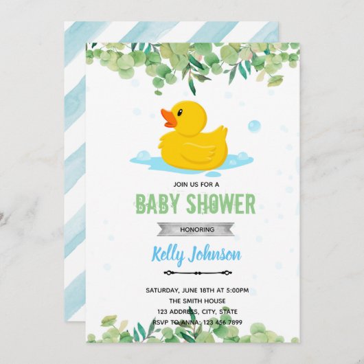 庭でのゴムあひるパーティー 招待状 (正面/裏面)