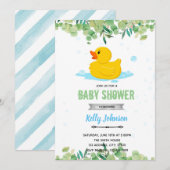 庭でのゴム製のあひるパーティー 招待状 (正面/裏面)