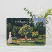 庭での女性のお祝い 生涯の記念 招待状 (スタンド正面)