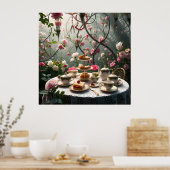 庭での豪華なアフタヌーンティーの設定 ポスター (キッチン)