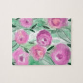 庭でほこりっぽいピンクのかわいらしバラ ジグソーパズル (横)