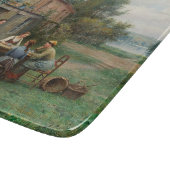 庭でコーヒーを飲む(フランスの風景) カッティングボード (角)