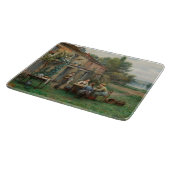 庭でコーヒーを飲む(フランスの風景) カッティングボード (角)