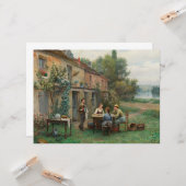 庭でコーヒーを飲む(フランスの風景) カード (正面/裏面インサイチュ)