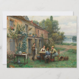 庭でコーヒーを飲む(フランスの風景) カード