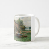 庭でコーヒーを飲む(フランスの風景) コーヒーマグカップ (正面右)