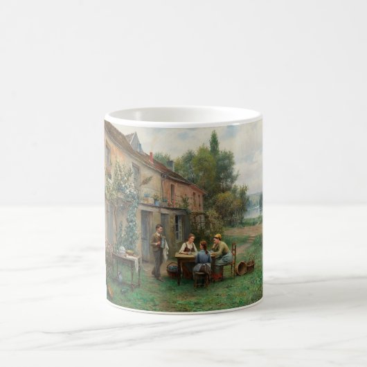 庭でコーヒーを飲む(フランスの風景) コーヒーマグカップ (中央)