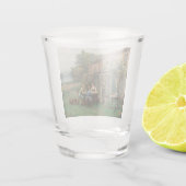 庭でコーヒーを飲む(フランスの風景) ショットグラス (裏面)