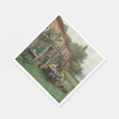 庭でコーヒーを飲む(フランスの風景) スタンダードランチョンナプキン (角)