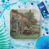 庭でコーヒーを飲む(フランスの風景) ペーパープレート (パーティー)